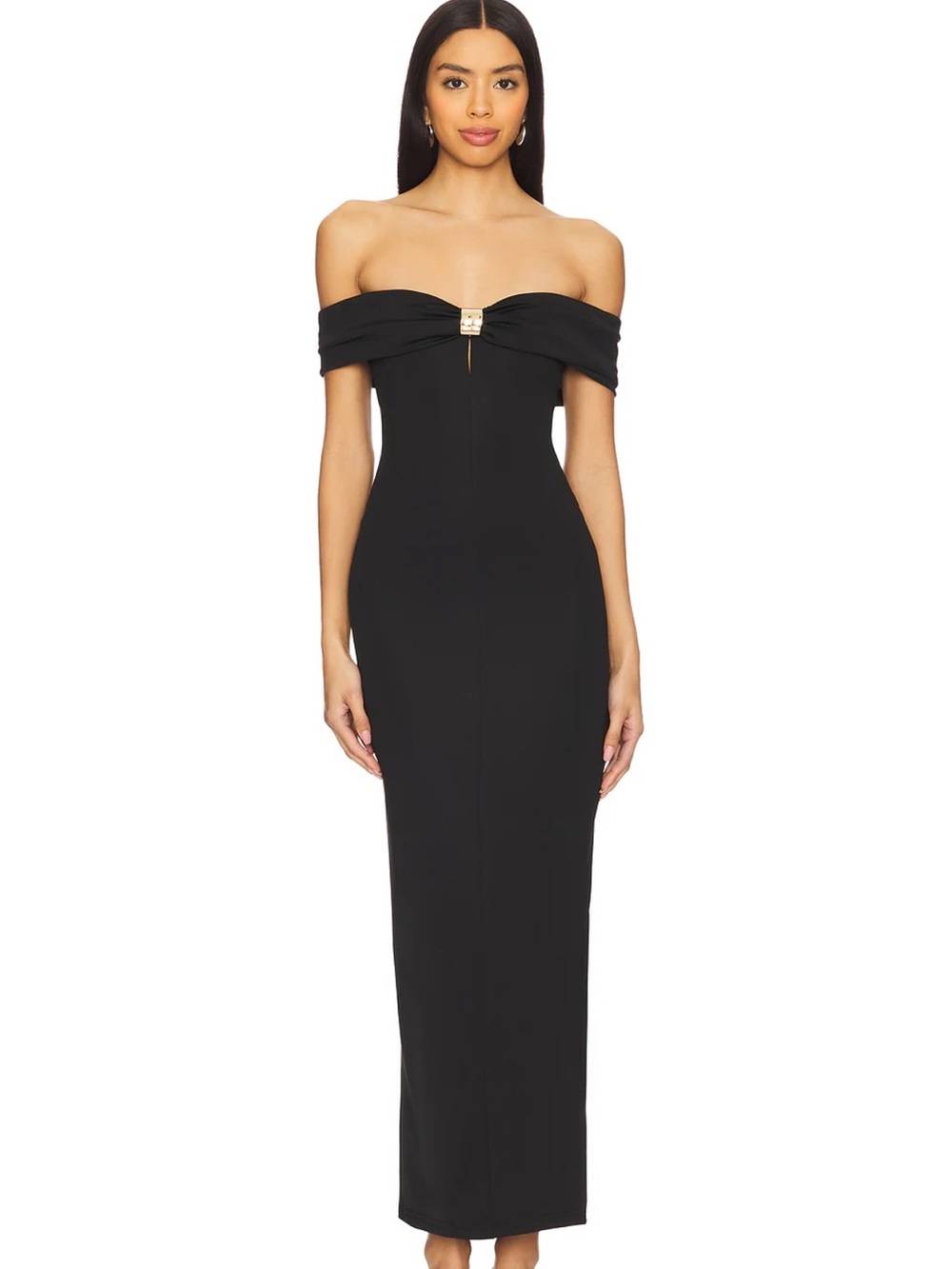 Blake Off Shoulder Gown in Black